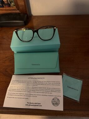 Tiffany & Co. Black/Tortoise Eyeglass Frames with Blue Accessories